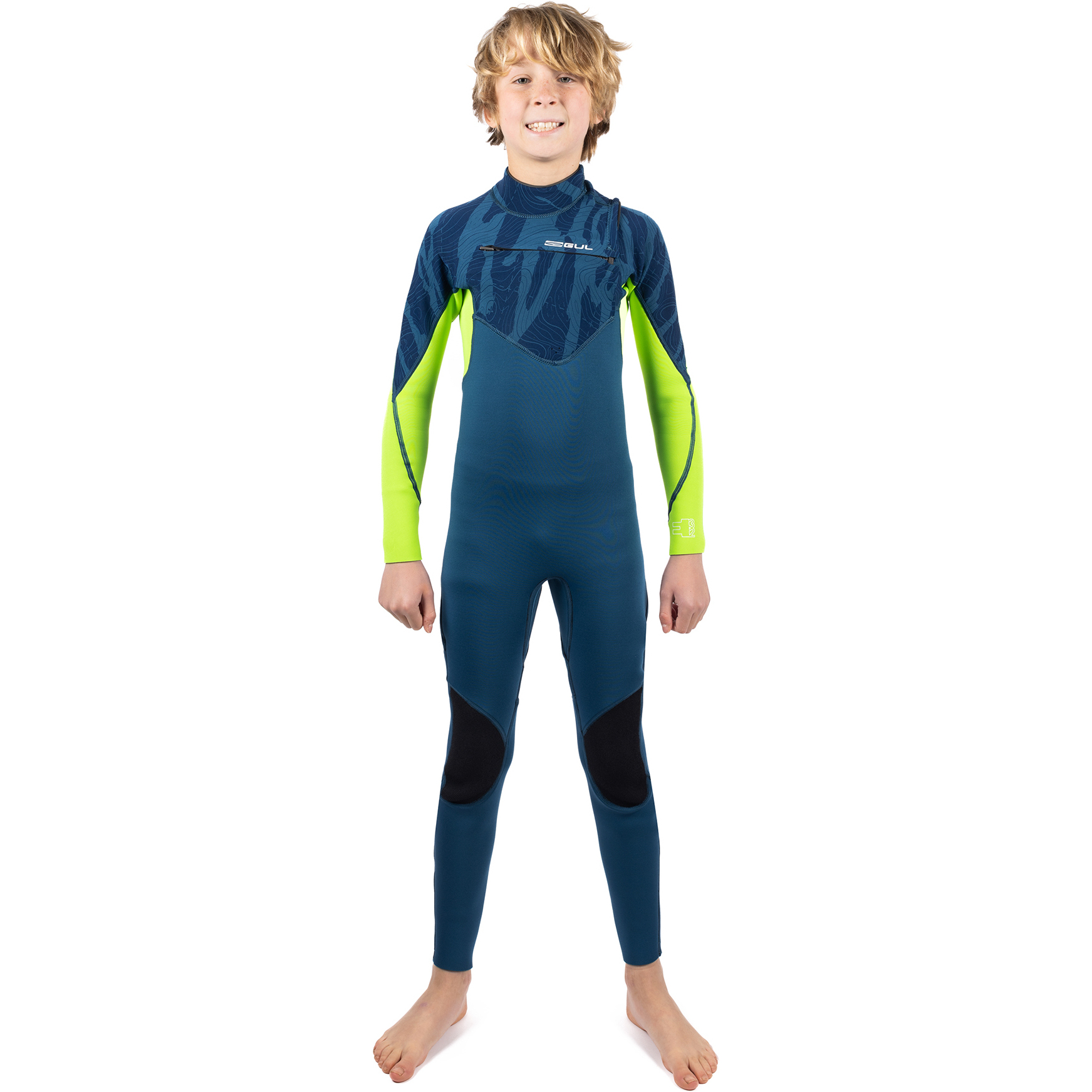 2025 Gul Junior Response Echo 3/2mm Chest Zip Wetsuit RE1329/C2 - Navy / Sulphur